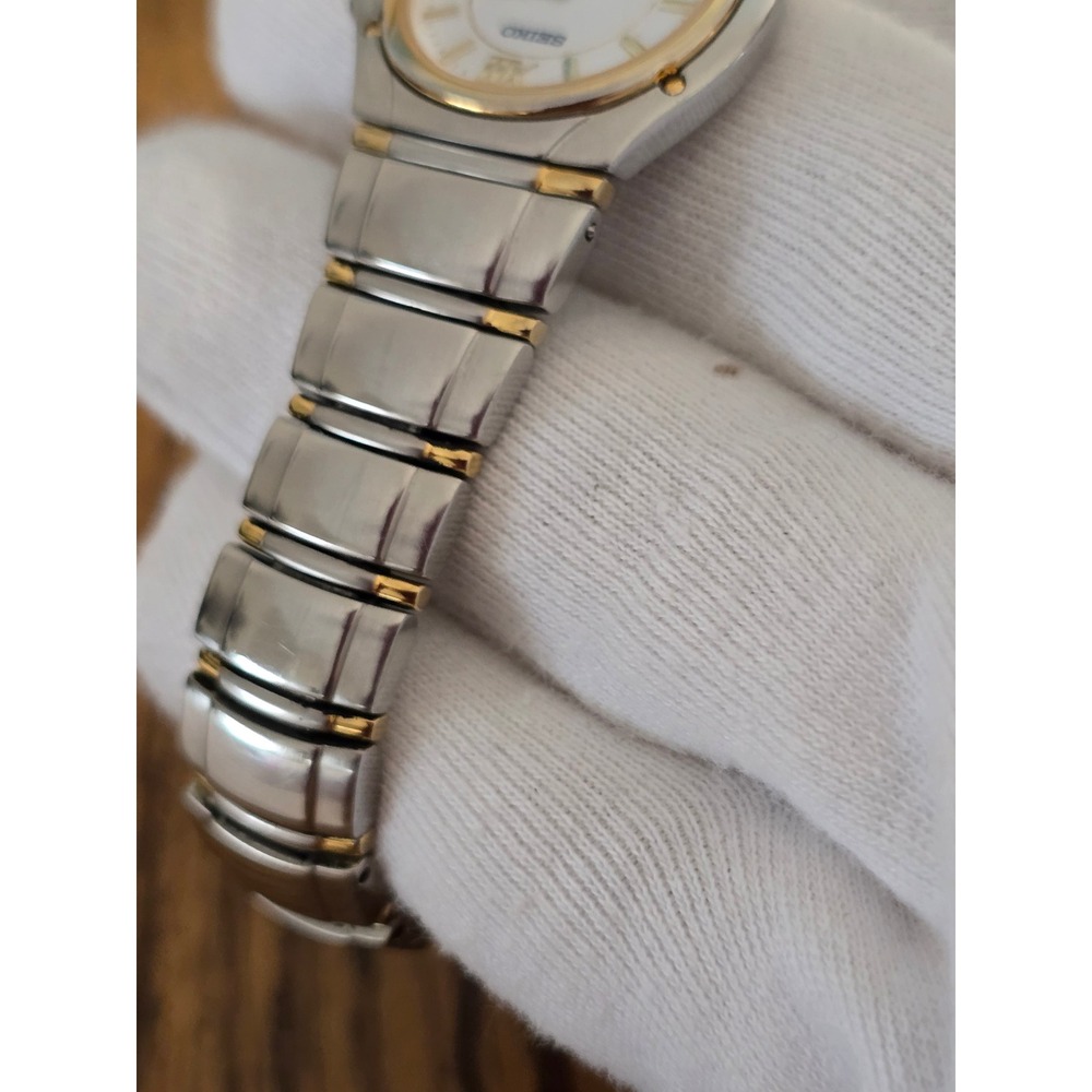 Seiko Women's Two Tone Watch White Dial Quartz Stainless Steel Dressy Classic - Picture 7 of 10